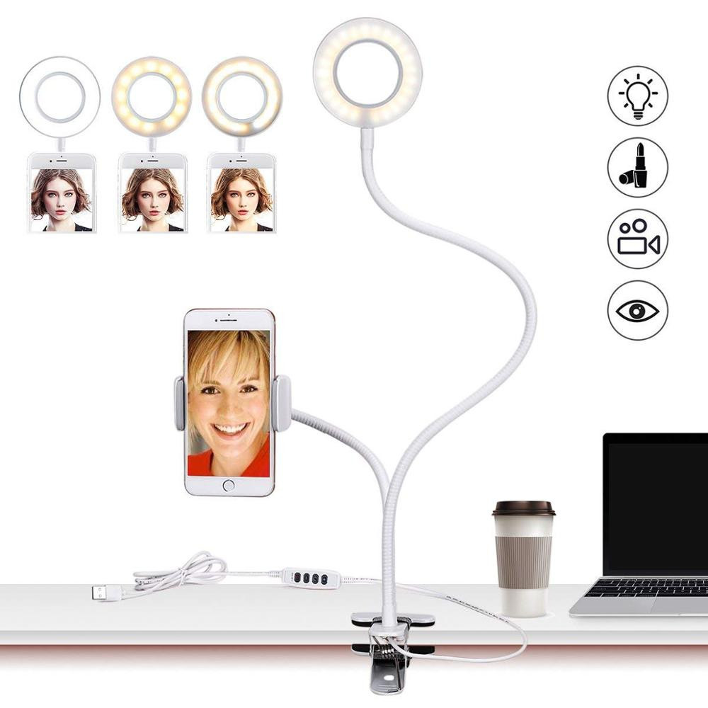 3 st ringlampa med flexibel arm och mobilhållare